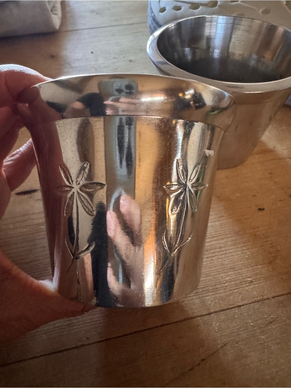 Starbucks Shiny Silver Aluminum Flower Pot Set of 3